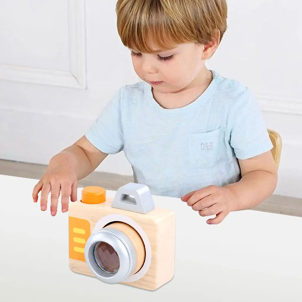 Mini Wood Baby Camera Toy Lovely Cute Photograph Props Educational Nursery Toys for Toddlers Hanging Decor Gift