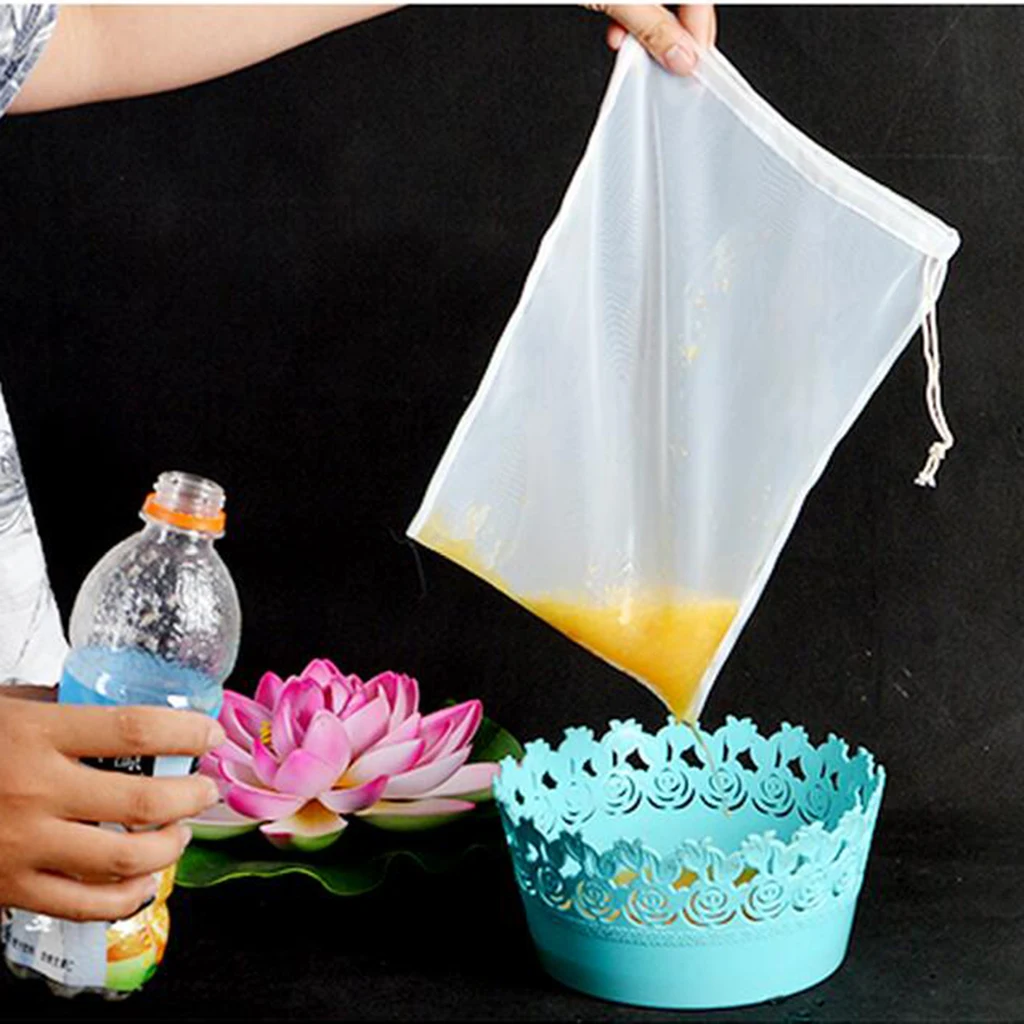 1 Pcs Milk Coffee Juice Reusable Nylon Mesh Strainer Filter Bag  for pouring without spilling Tea Infusers Tool 15x20cm