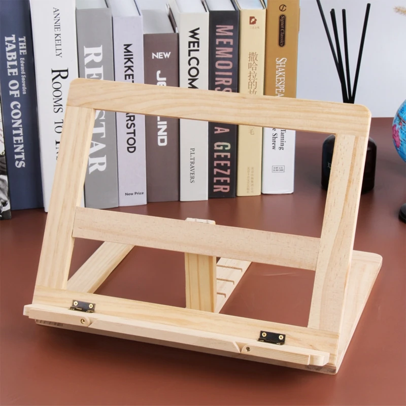 Foldable Wood Bookends Stand Cookbook Holder Reading Rack Wooden Reading Book Support Stand Holders Tablet PC