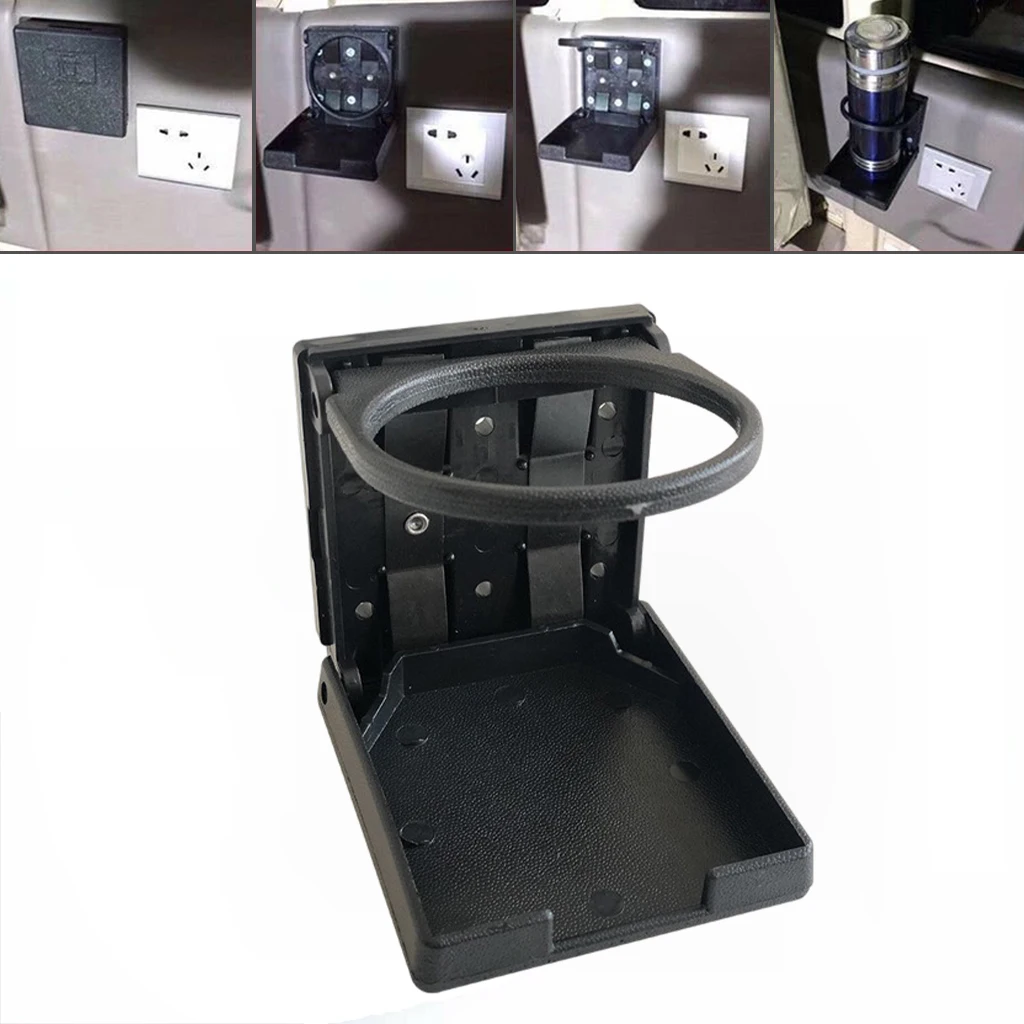 Universal Fold Up Drink Holder with Screws Cup Holders for Marine Automotive Yacht Car Boat Truck Van Home Black