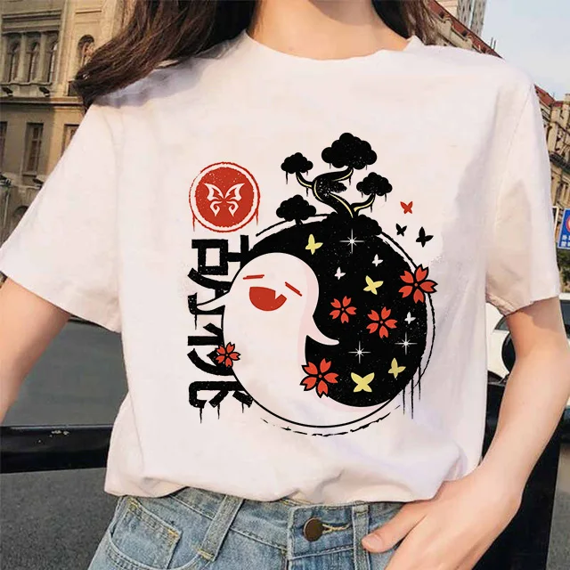 Genshin Impact T Shirt Women Hot Game Graphic Tees Unisex Kawaii Summer Tops Harajuku Cartoon Hu Tao T-shirt Funny Keqing Female