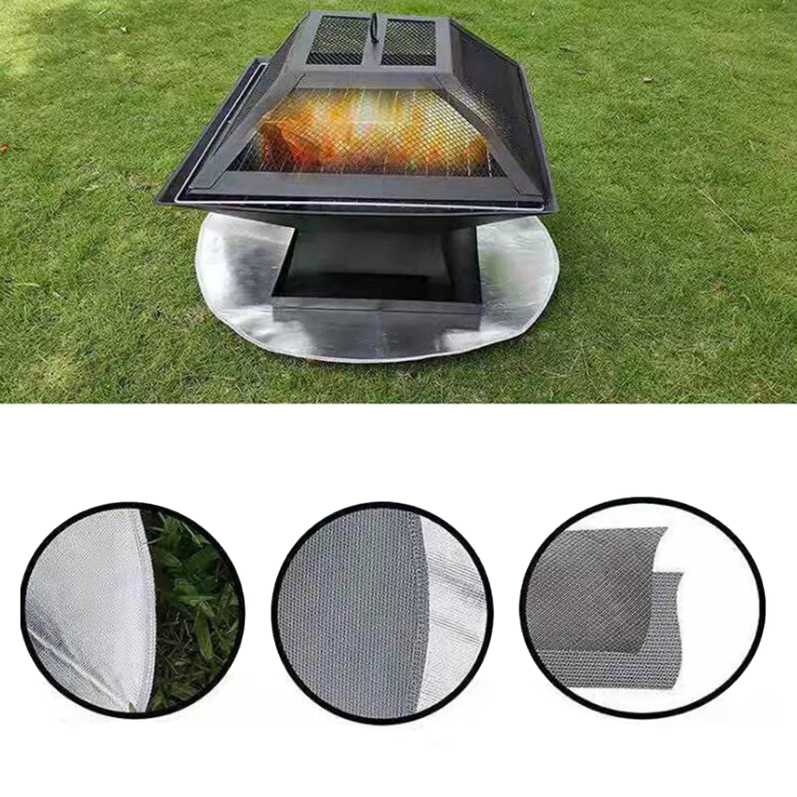 Foldable Round Fire Pit Mat Heatproof Grill Mat Outdoor Patio Deck Protector