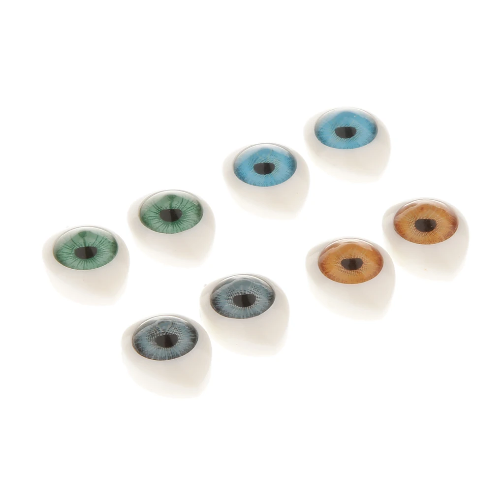 4 Pairs Oval Flat Back Plastic Eyes 5mm/6mm/7mm/8mm/9mm Iris for Porcelain or Reborn Dolls Making DIY Supplies