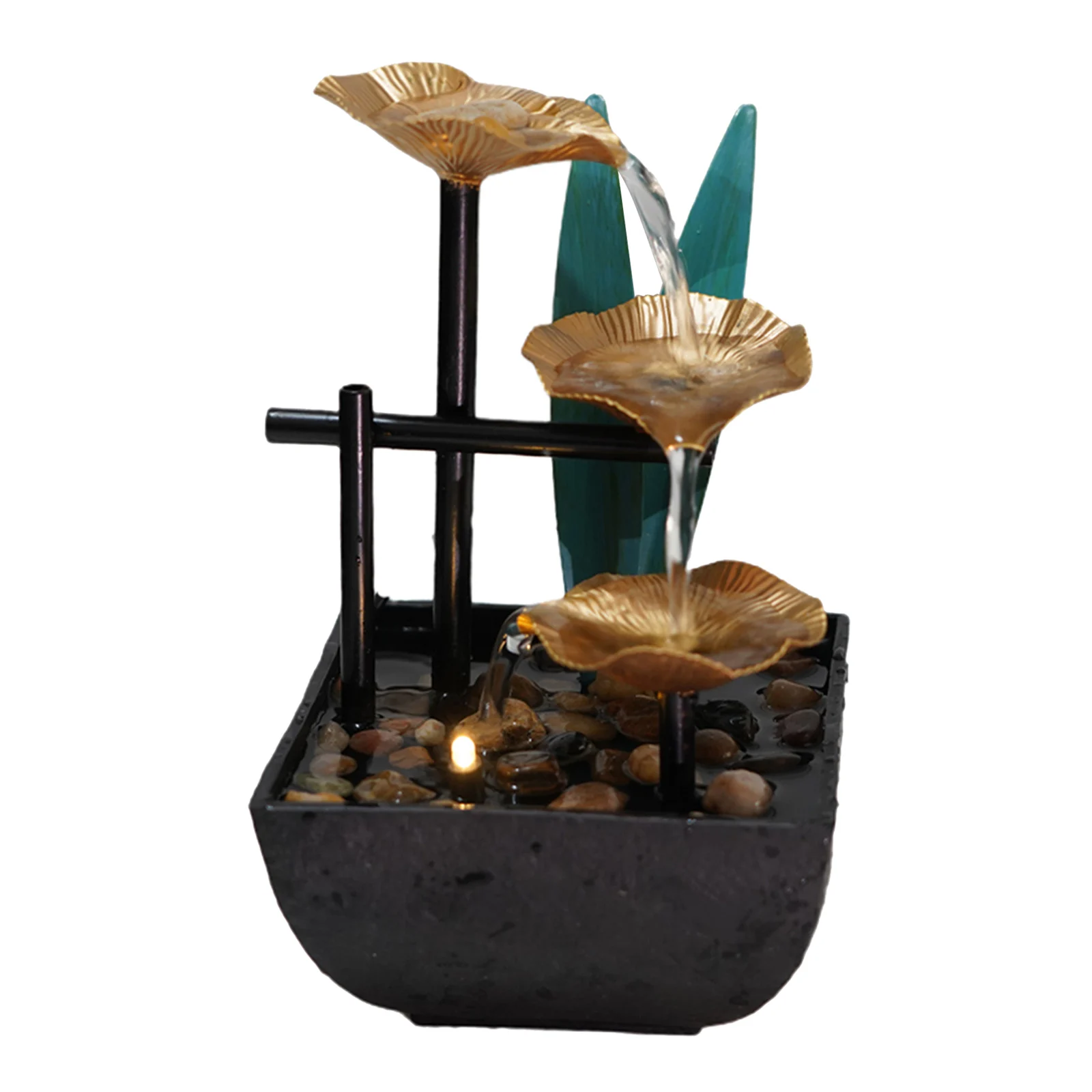 Relaxation Water Fountain Indoor Mini Waterfall for Interior Decoration, Home Tabletop Feng Shui Water Landscape