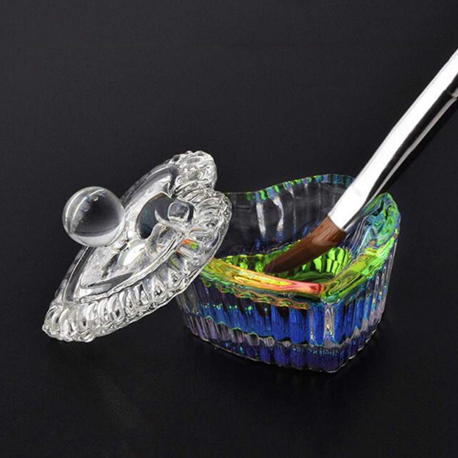 Liquid Powder Dappen Dish Crystal Glassware with Lid for Nail Art Dappen Dish Bowl Glass Crystal Cup Glassware
