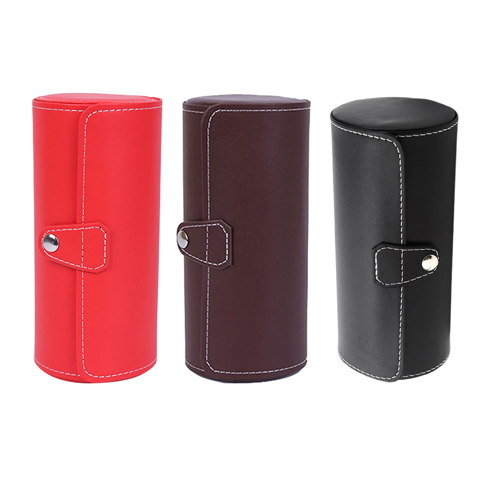Portable Watch 2Slot Jewelry Storage Cylinder Box for Display Case Travel