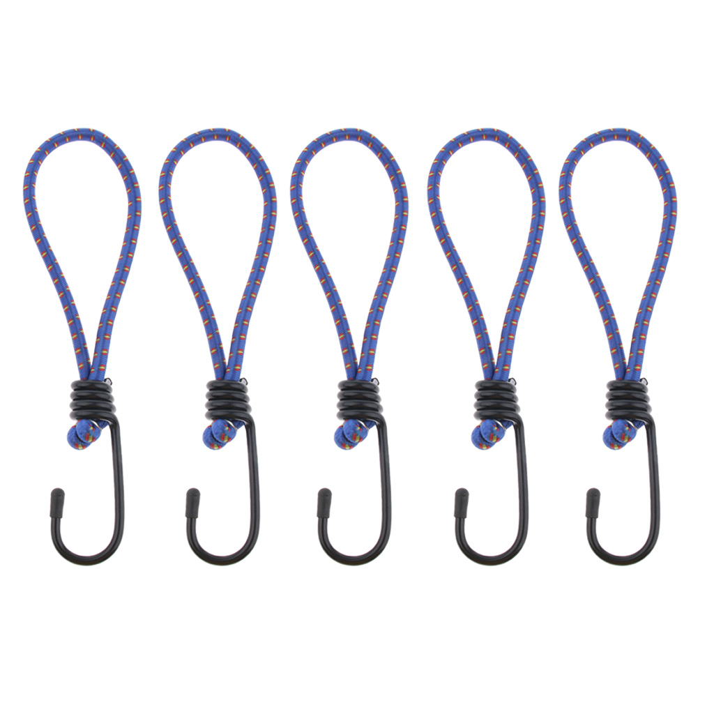 5 Pcs Bungee Hook Tie Tarpaulin Elastic Stretch Cord Straps With Hook for Camping & Hiking Tents Shelters Accessories