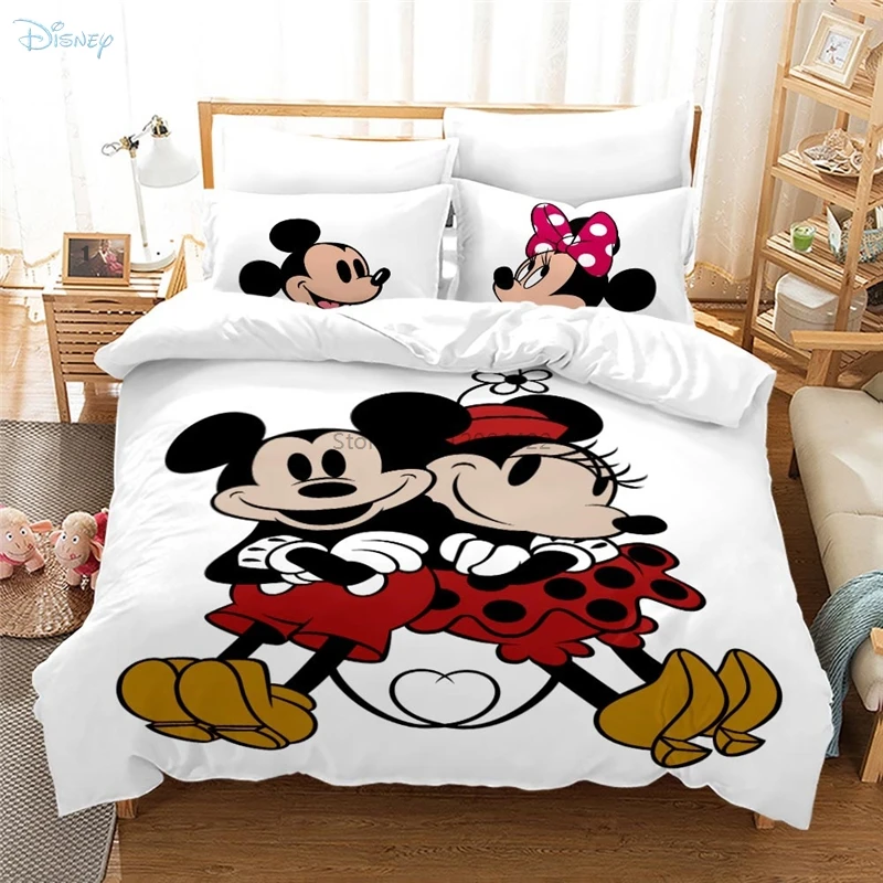 100% algodón Disney Juego de funda de edredón reversible de Minnie Mouse y Mickey Mouse 