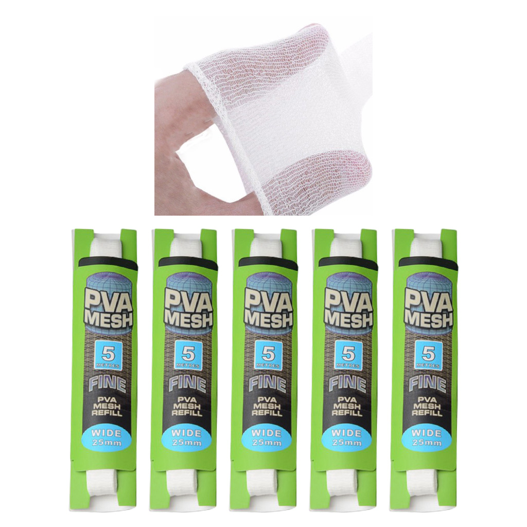 5xPVA Carp Fishing Mesh Bait Net Universal Refill Stocking Bait Bags 25mm 5M