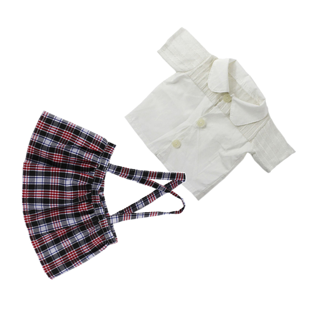 Stylish Short Sleeve T-shirt Suspender Skirt Dress Outfit for American Doll My Life Dolls Clothes Accessories