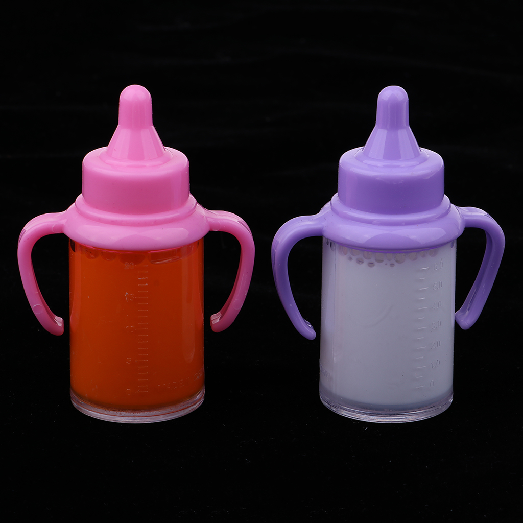 Newborn Baby Doll Magic Feeding Bottle Milk Carrot Juice Bottle With Two Handles Liquid Disappearing Drinking Bottle 2 Pieces