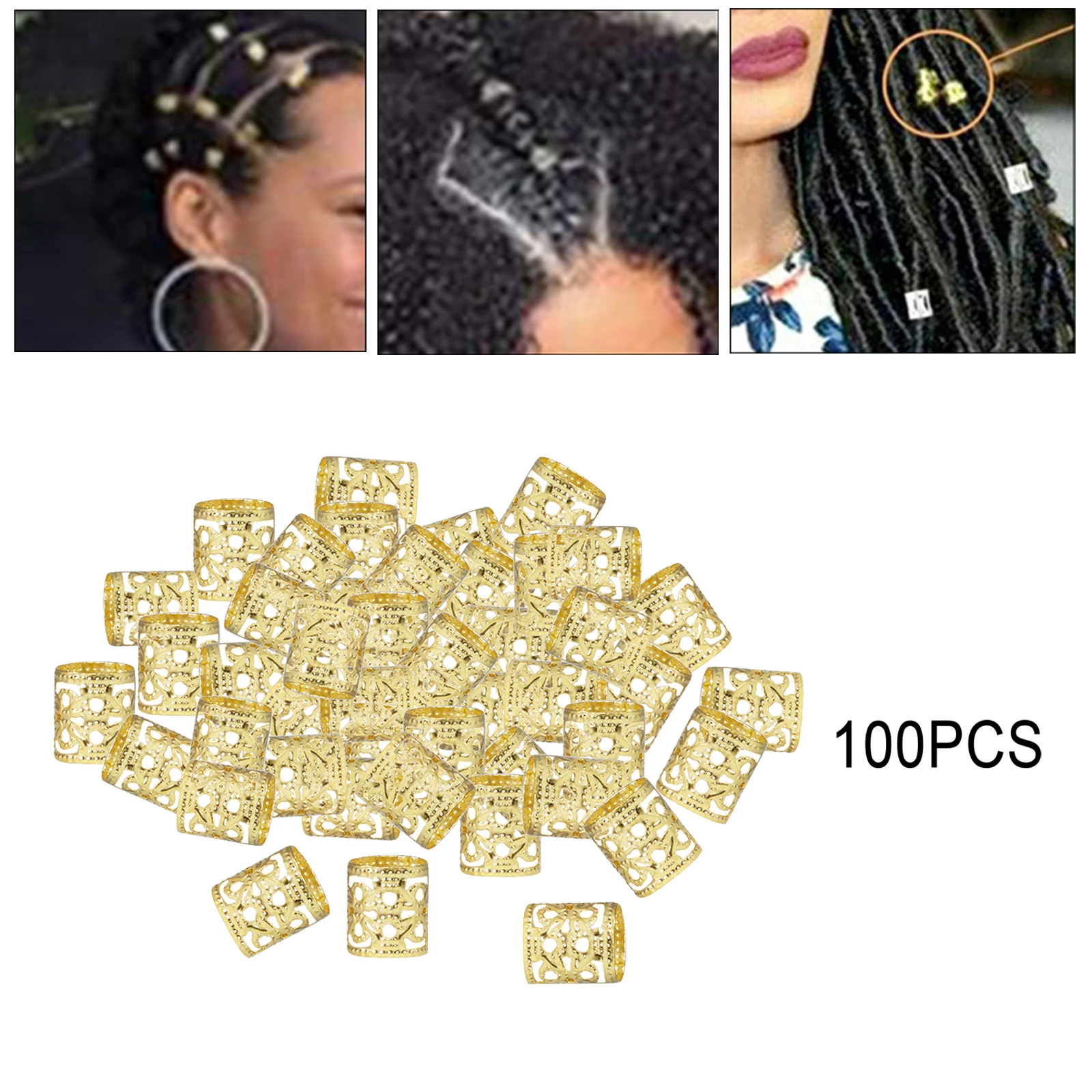 100 Pcs Dirty Hair Extension Buckles Adjustable Beads Hair Jewelry Decoration Clips for Women Girls