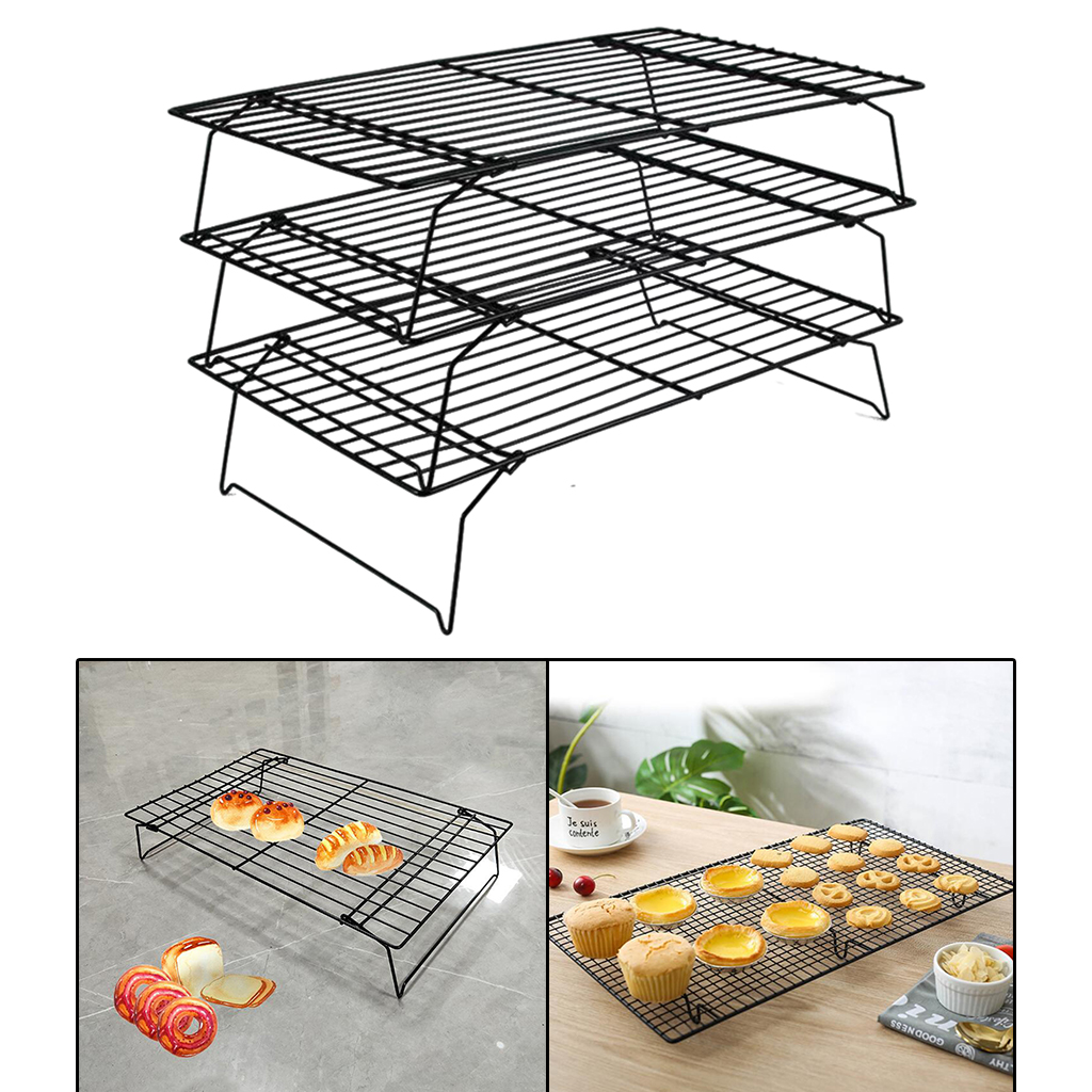 3 Tier Collapsible Cooling Tray Baking Biscuit Rack for Home Kitchen, Space