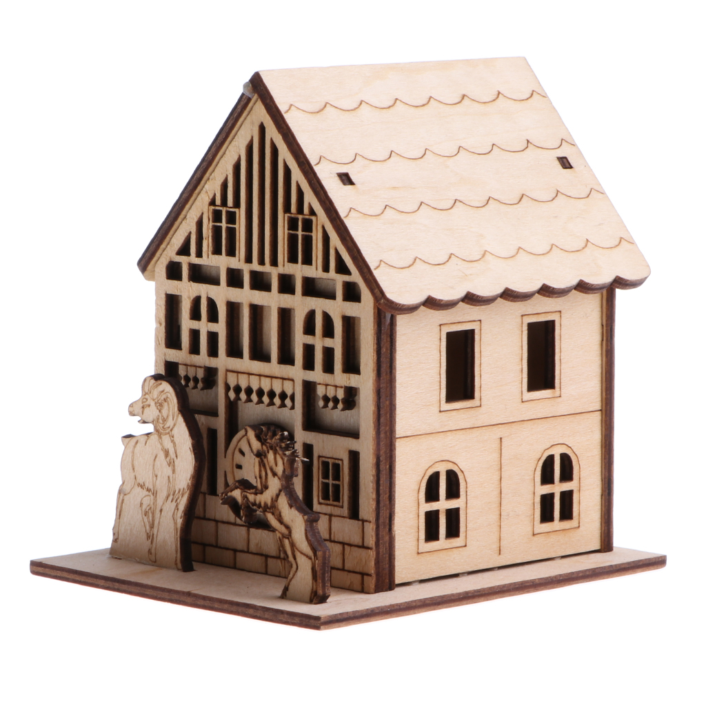 3D Wooden Jigsaw Puzzle Assembly Model House Christmas Dollhouse Construction Kit for