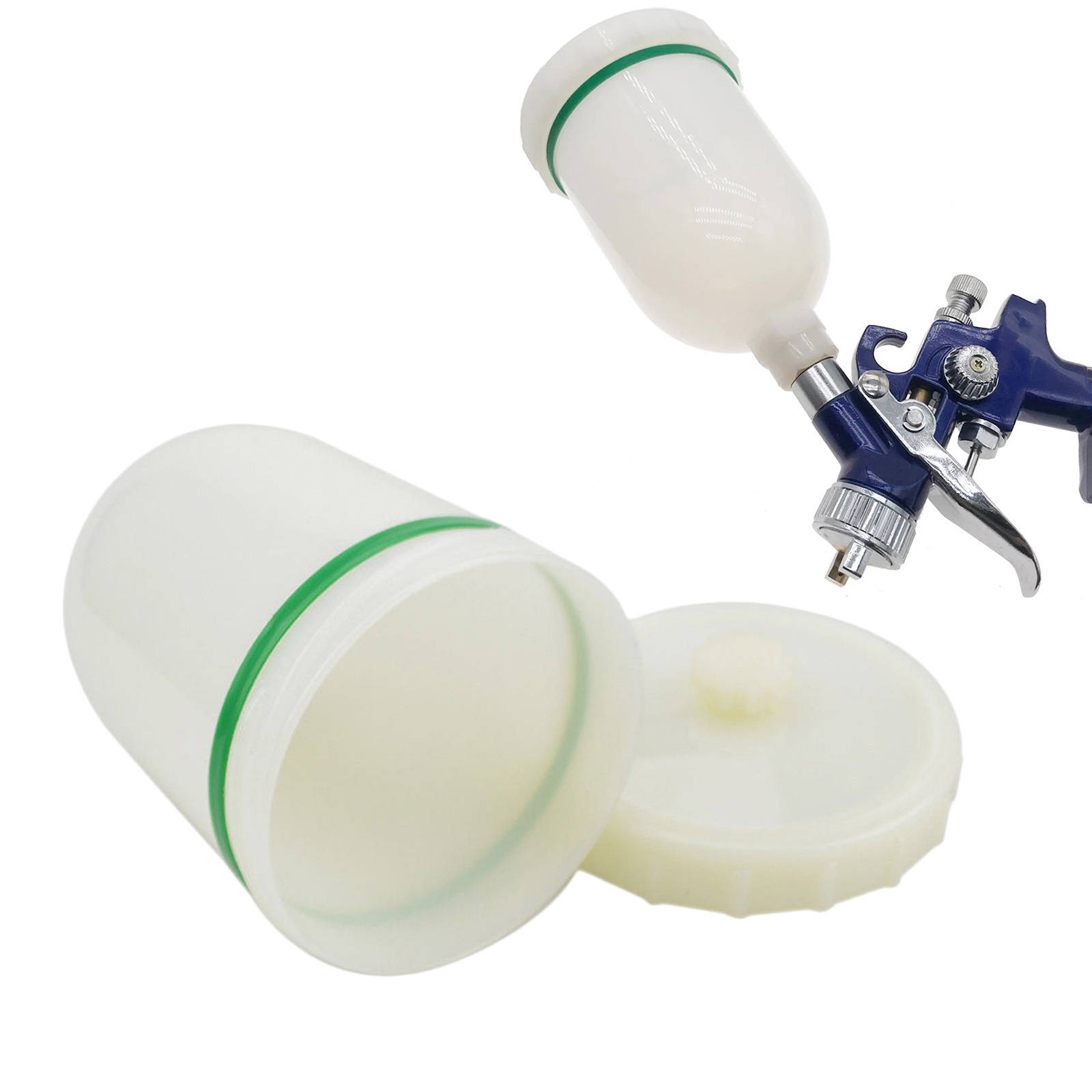 Plastic Spray Gun Pot Container 300ml Capacity Metal Tool Manual Jet Air Texture Pneumatic for H2000 R100 Hvlp Paint Spray Gun