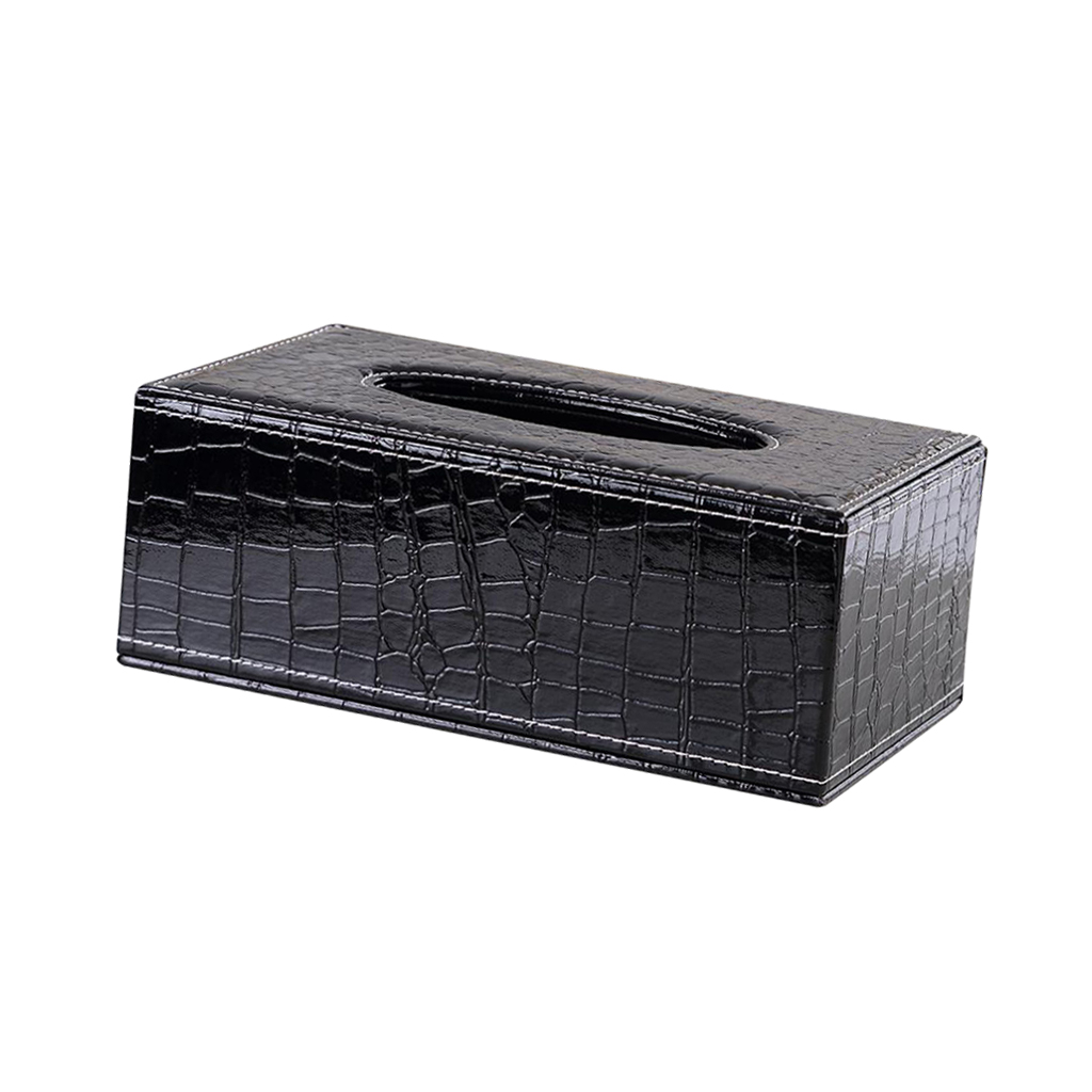 Kitchen Napkin Holder Livingroom Decorative Crocodile Print Black Leather