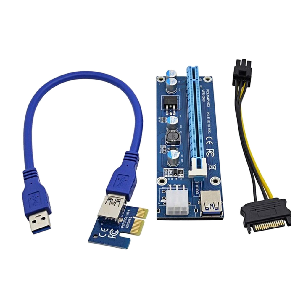 60cm Laptop PCI-E PCI-e Riser Express 1x to 16x USB3.0 USB 6Pin Graphics Extension Card Power Adapter Cable 
