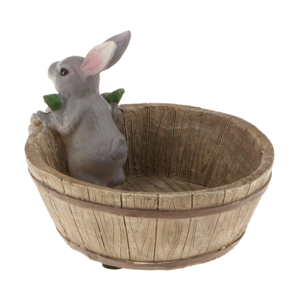 Decorative Bunny Rabbit Resin Flower Cactus Herbs Sedum Succulent Pot Planter Bonsai Trough Box Plant Bed Home Garden Pot Decor