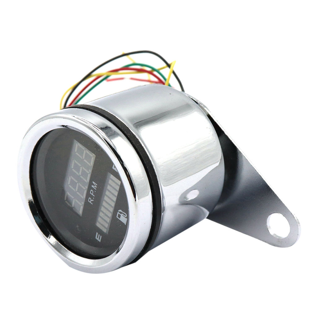 2 In 1 Motorcycle Retro LED Instruments Part Tachometer Fuel Level Gauge
