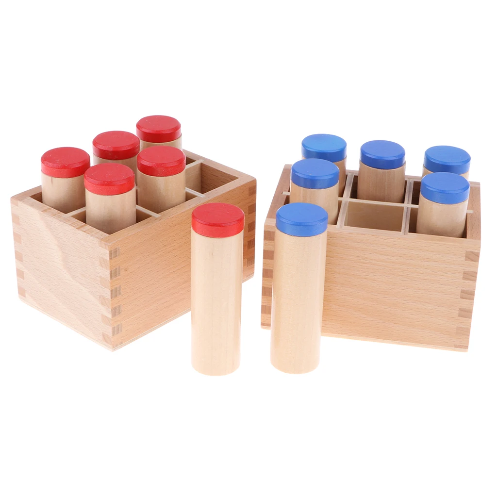 Montessori Sensorial Auditory Material Sound Cylinder Boxes, Children