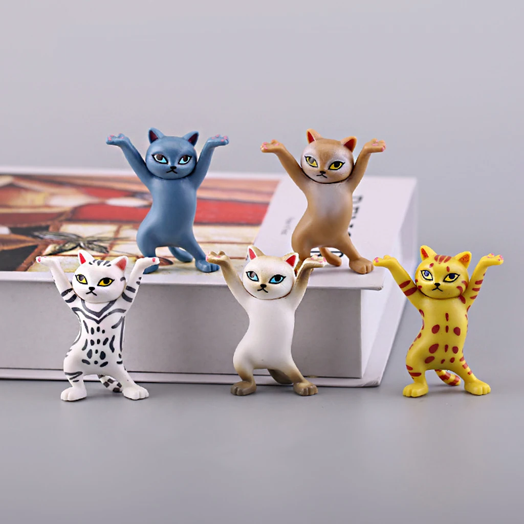 Cute Dancing Cats Pen Holder Free Standing Kitten Figures Dolls Ornaments