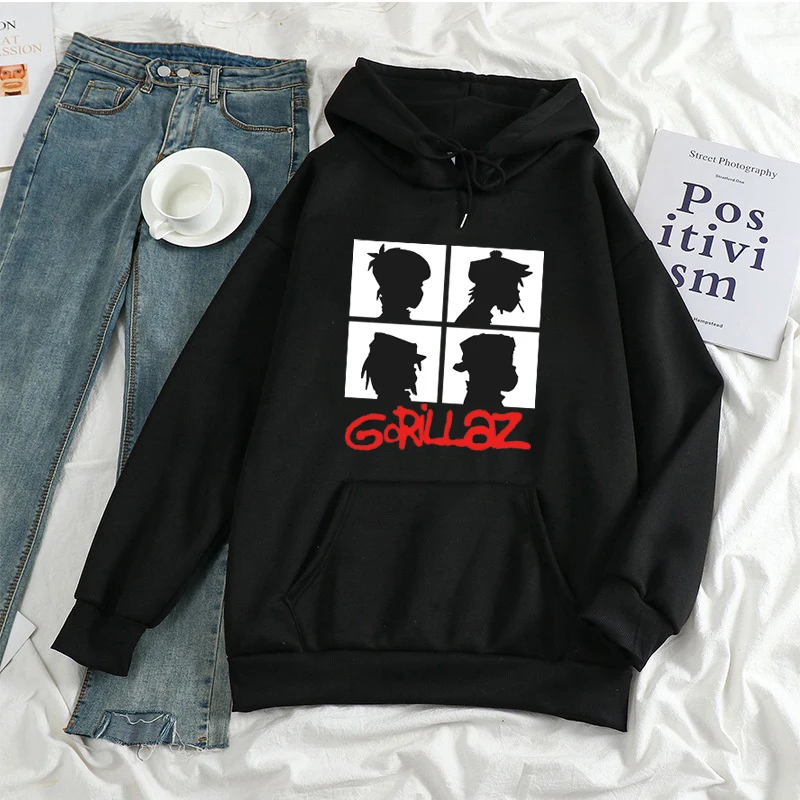 Winter Gorillaz Hat Hoodie 2021 tops women's Streetwear hip-hop Clothes Men Hoodies Sweatshirts brand music band Clothing Tops cool hoodies