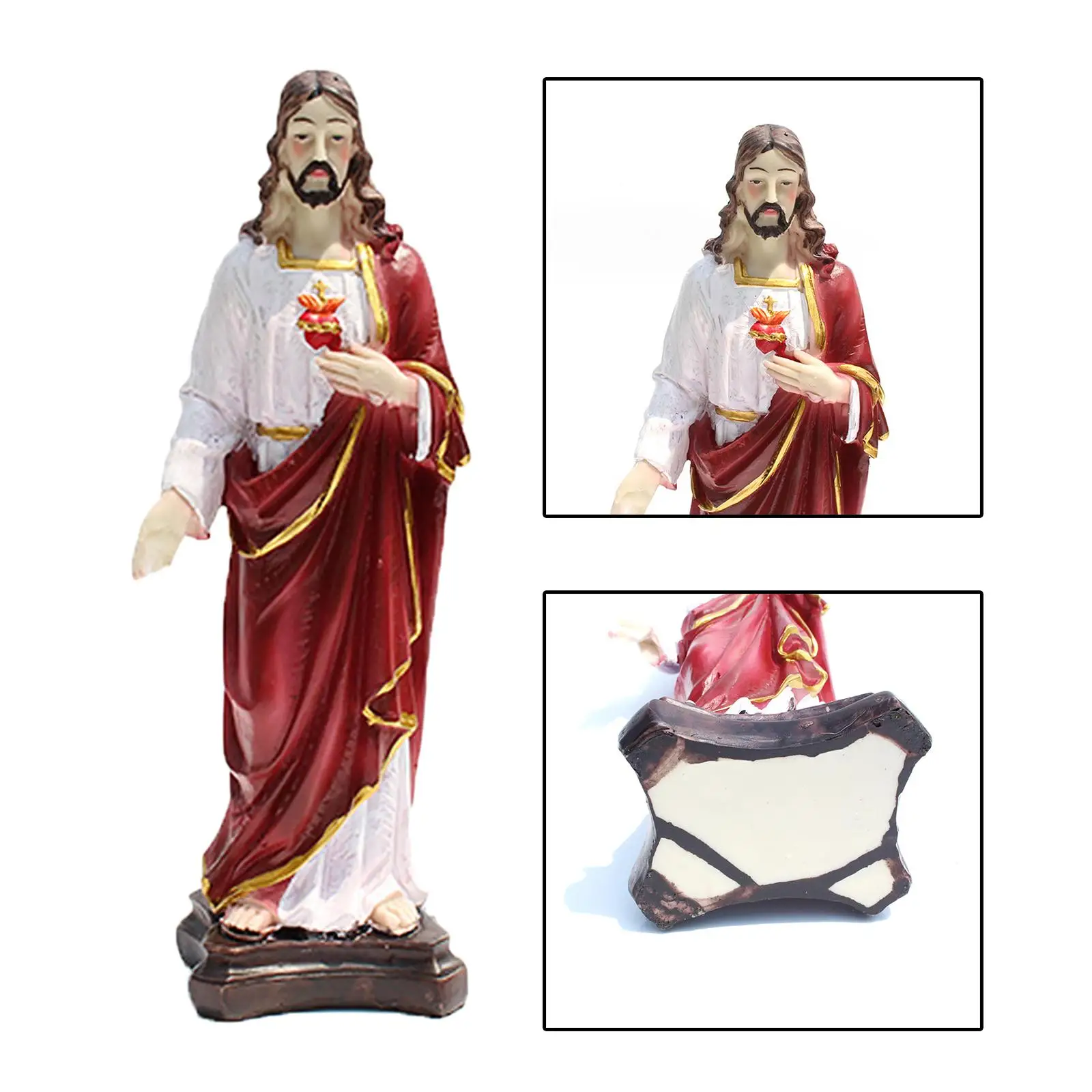 2x Resin Sacred Holy Family Jesus and Virgin Mary Figurine Christ Statues Religious Christian Home Ornament Collectibles