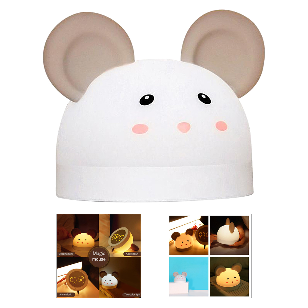 LED Kids Digital Alarm Clock Cute Cartoon Table USB Nightlight Wake-up