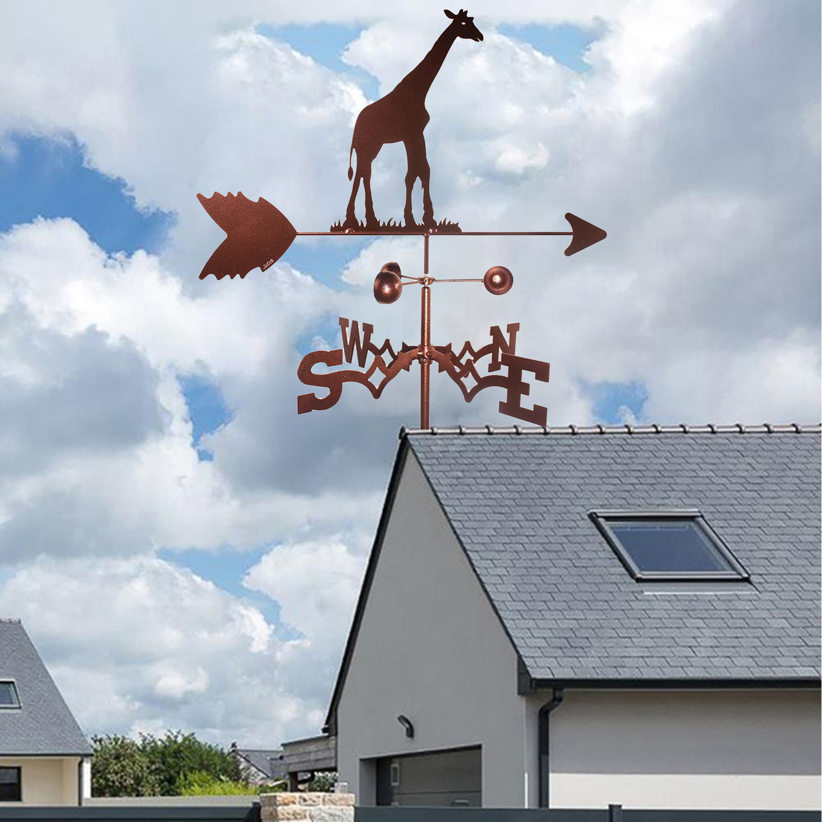 Wrought Iron Durable Weather Vane Garden Stake Measuring Tool Patio Decor