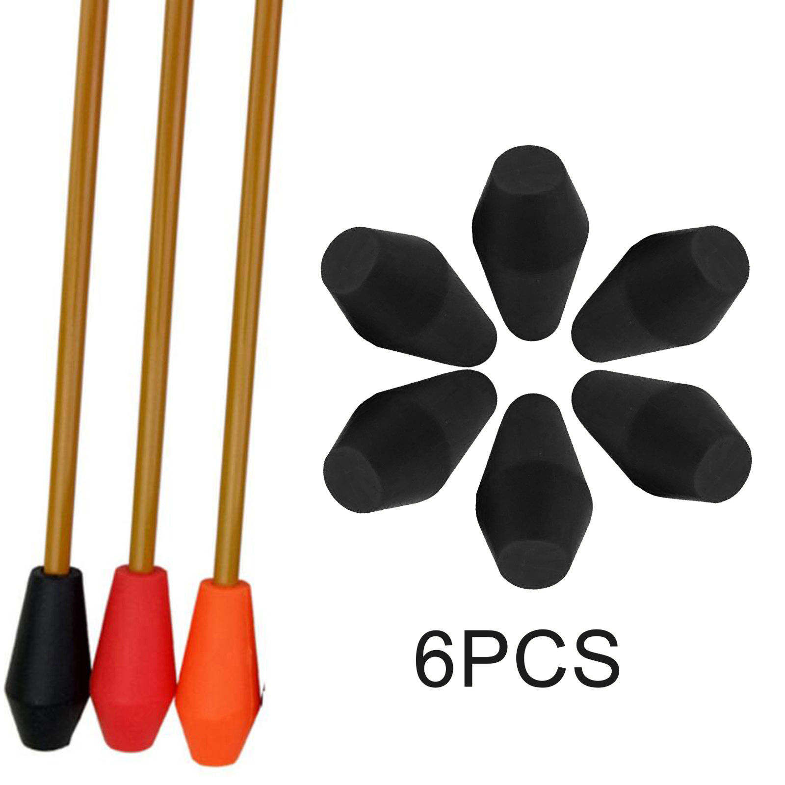 6 pieces Soft Rubber Glue on Target Arrow Tips Point Blunt Replacement for Outdoor Archery 6/8MM