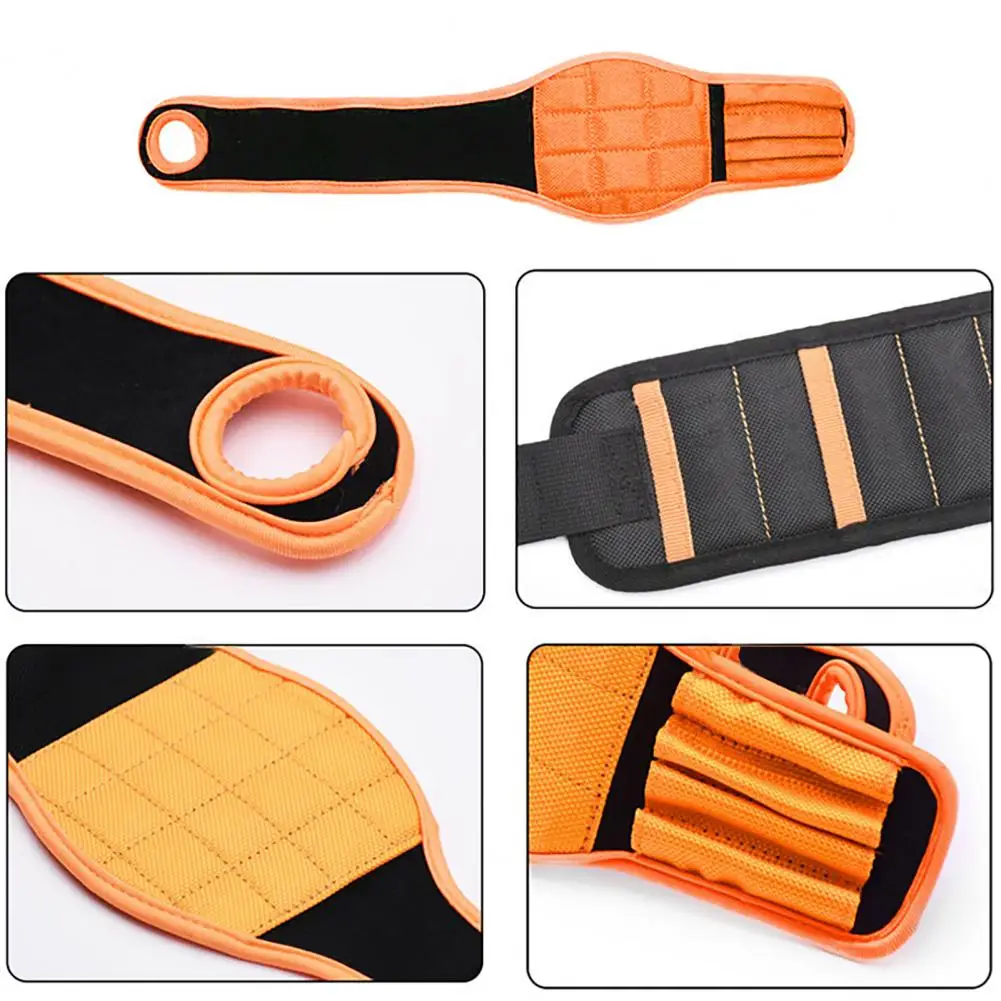 Magnetic Wrist Tool Bag Screws Adsorption Double Pocket Wrist Support Gadget Holding Long Lasting Wristband Bag Magnet tool bag with wheels