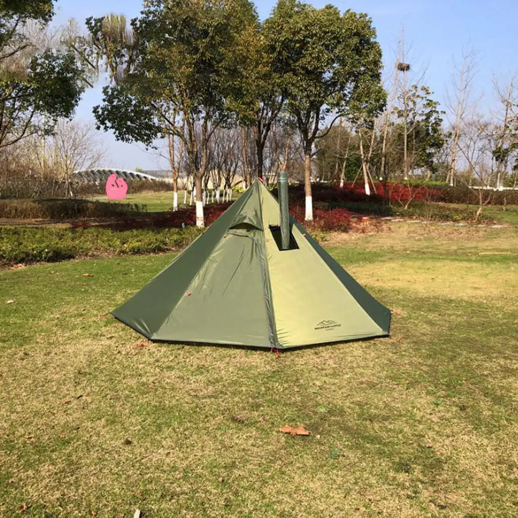 Hot Tent Waterproof with Flue Pipe Window Four Season for Outdoor Tent Stove Team Winter Camping
