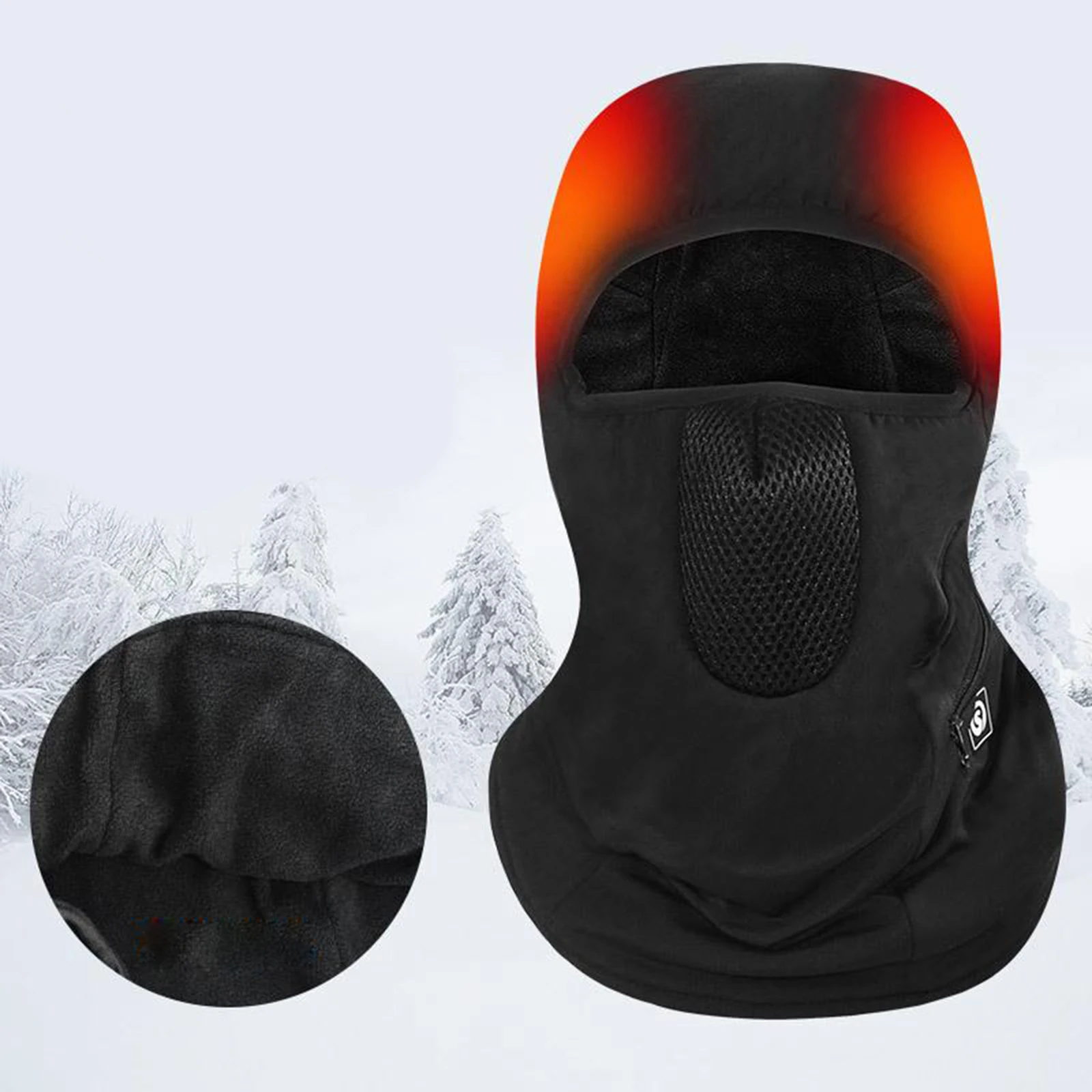 Winter Battery Heated Face Ski Hat Balaclava Sports Hat Women Men Sports Full Face Cover Thermal Control Balaclava Neck Warmer