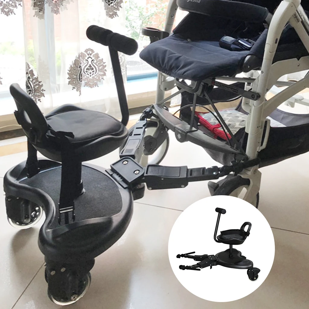 2-in-1 Stroller  Attachment with Seat Standing Platform Connector