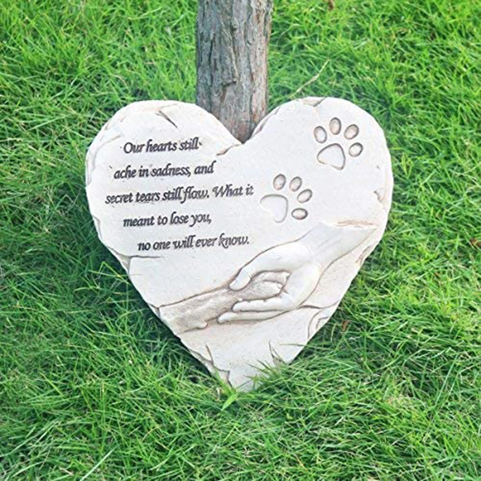 Resin Pet Memorial Stone Waterproof Grave Marker Headstone Sympathy Poem