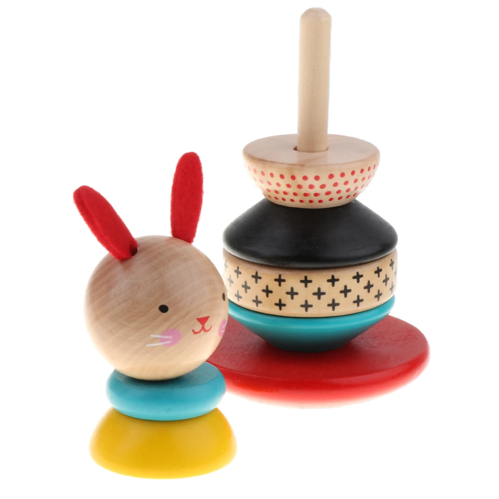 Baby Stacking Rabbit Roly Poly Wooden Toy for Early Developmental Toys