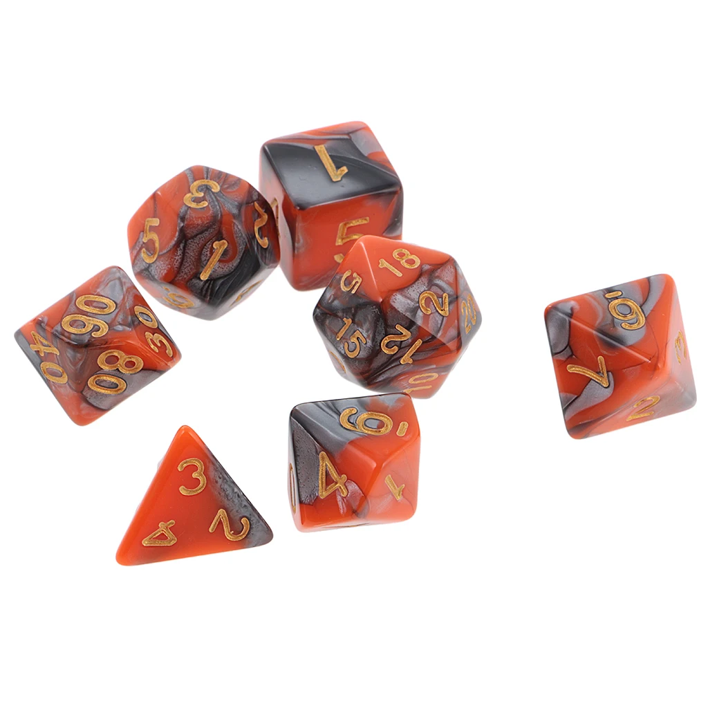 High Quality 7PCS Acrylic Two Colors Polyhedral Dice 16mm for D&D Table Game Family Pub Club Drinking Game Gift