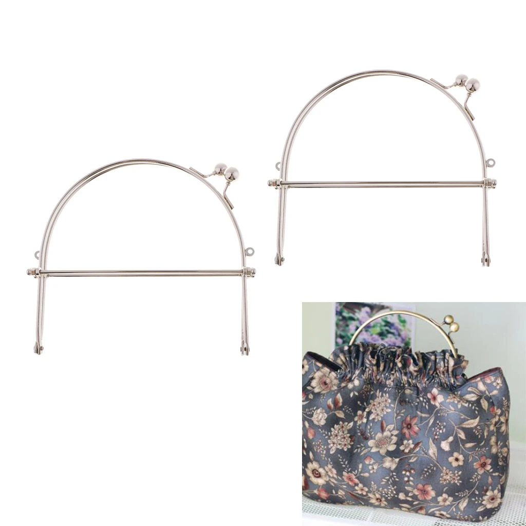 Silver Color Metal Purse Bag Frame Kiss Clasp Lock, Pack of 2