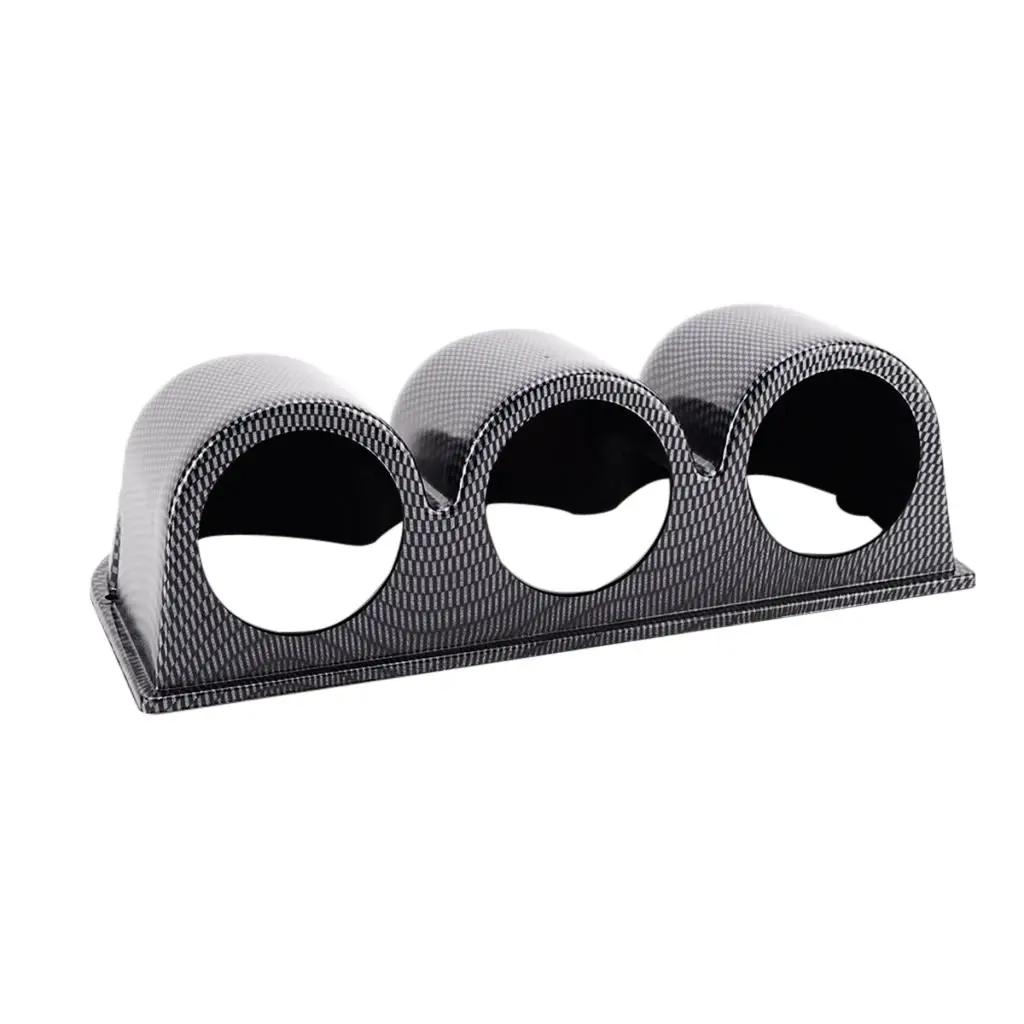 Car Carbon Fiber Look  3 Hole Triple Gauge Meter Mount Holder Pod 52mm