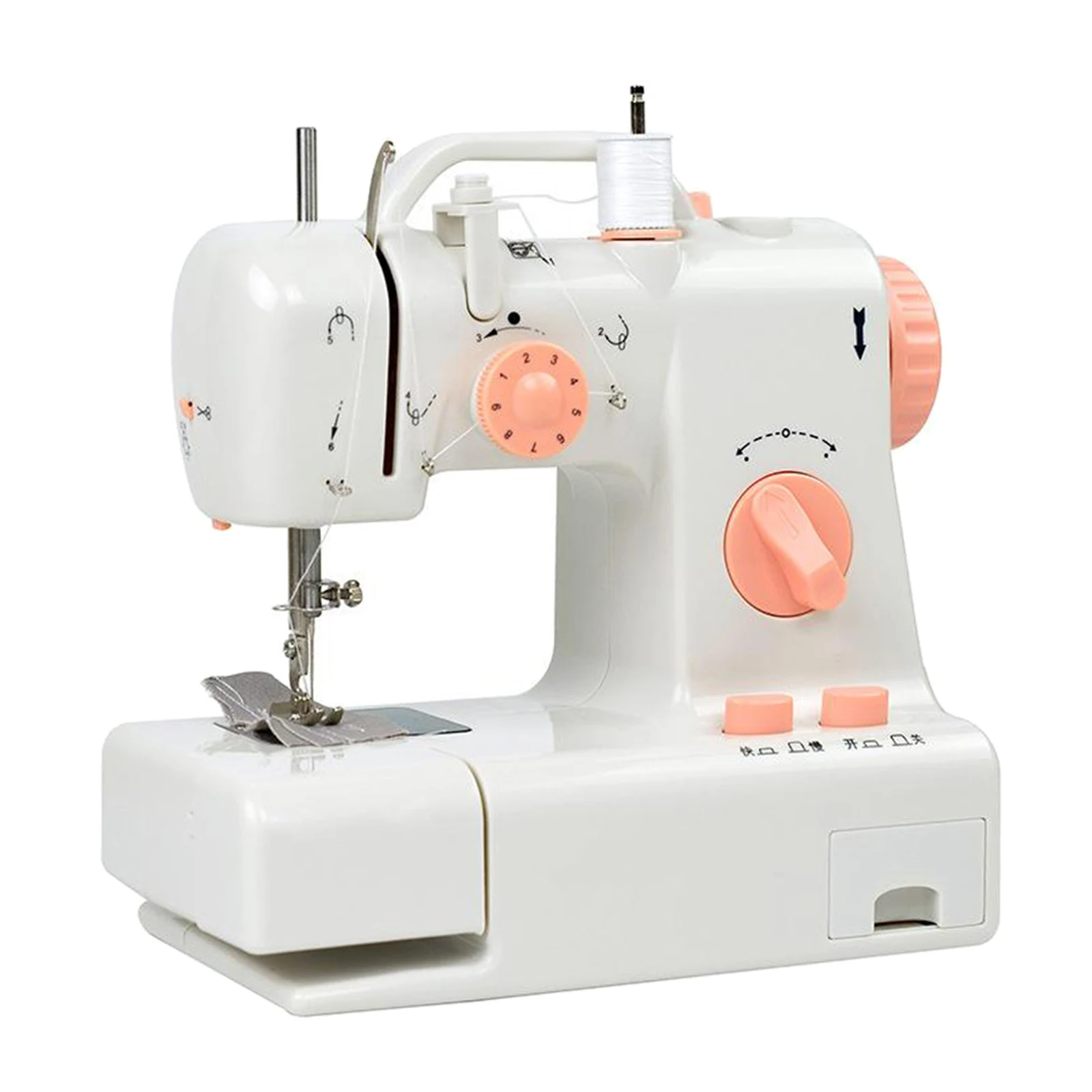 Electric Sewing Machine Portable Mini with Lights and Thread Cutter, 2 Speeds Double Thread, Foot Pedal Household Sewing Tool