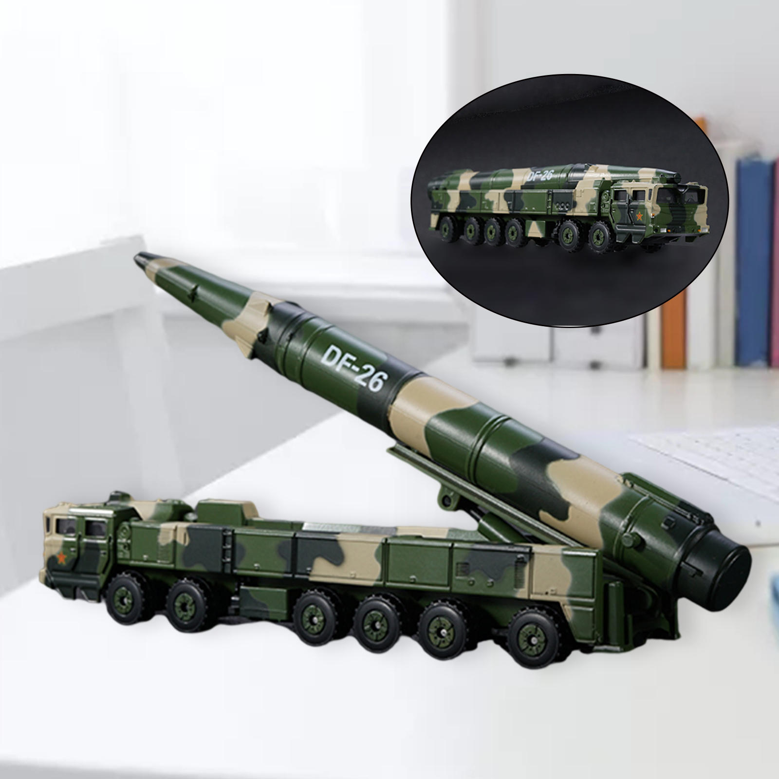 1/64 Die-Cast Missile Vehicles Table Decoration Army Model Collection Dongfeng 26 Ornament Alloy Parade Car Kids Adults Gifts