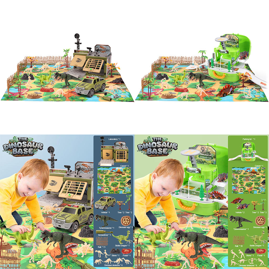 Dinosaur Toys Playset with Play Mat Jungle Dinosaur Figures Track Education for Kids Baby