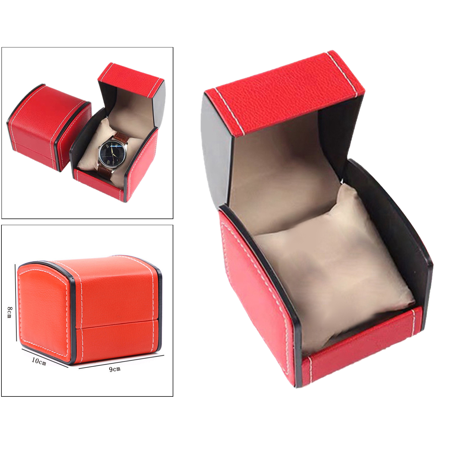 Classic PU Leather Watch Case Storage Holder Organizer Jewelry Box Gift 3.5x4x3inches
