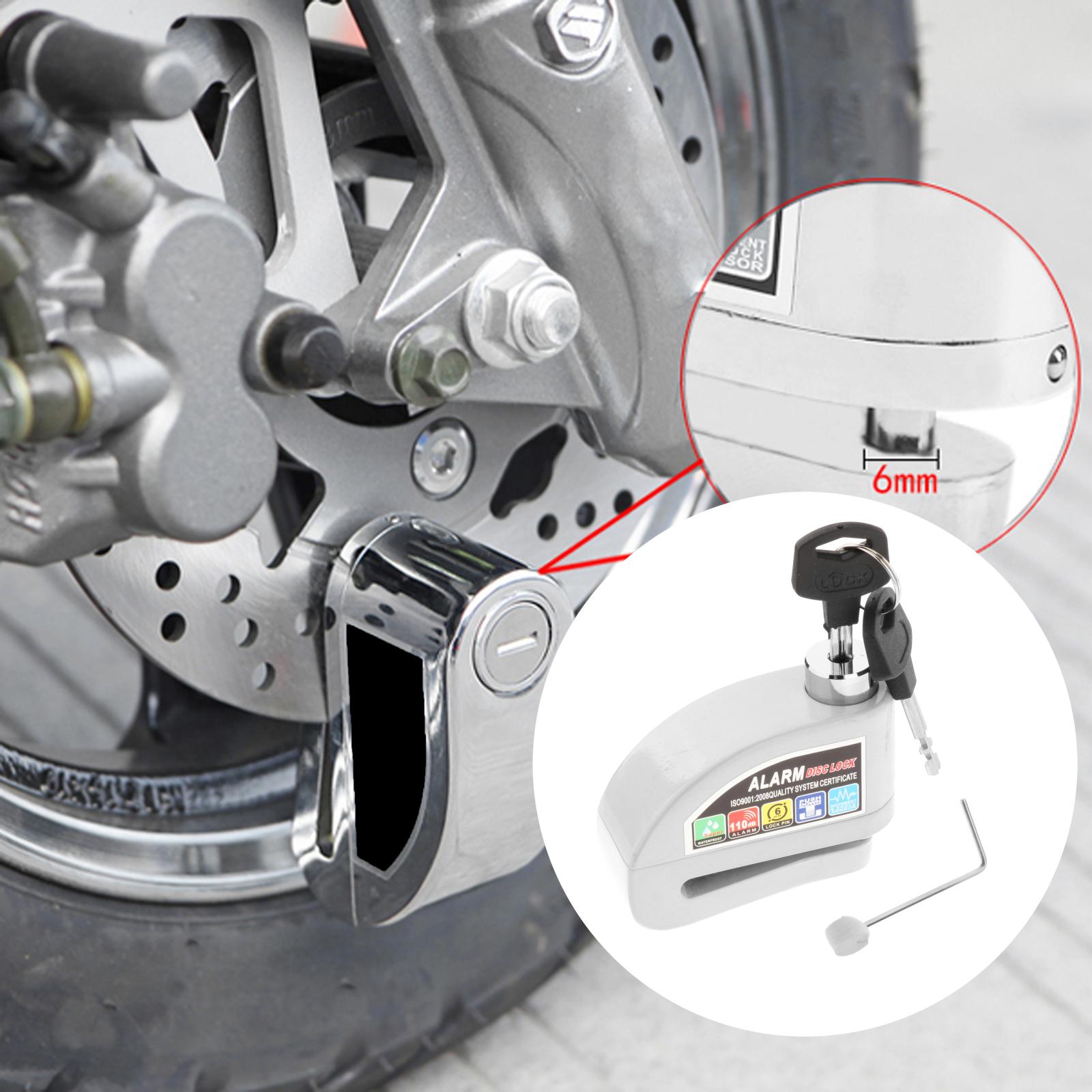 Motorcycle Disc Lock Heavy Duty with Alarm 110dB 6mm Pin Disc Brake Lock for MTB Scooter Bike Theft Prevention