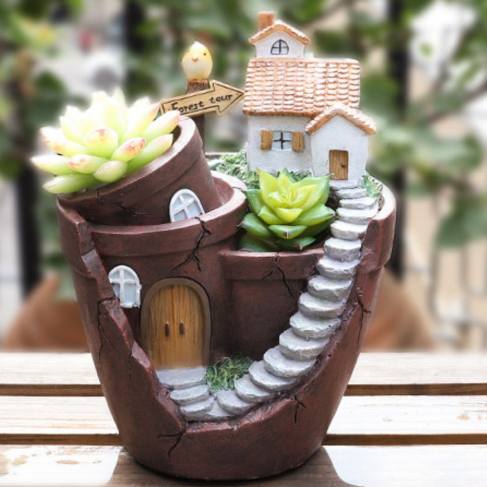 Resin Flowerpot Succulent Plants Planter Desktop Potted Plant Home Garden Decoration Bonsai Pots