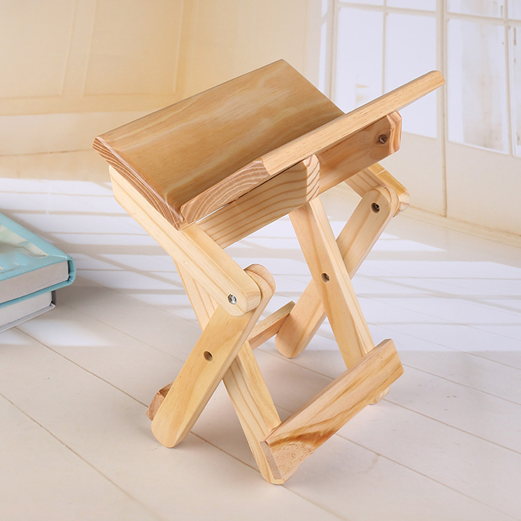 Foldable Wooden Step Stool Portable Small Chair Seat for Outdoor Fishing