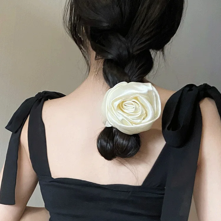 Flower Rose Bun Garland Floral Head Hair Band Scrunchie Wedding Bridal 