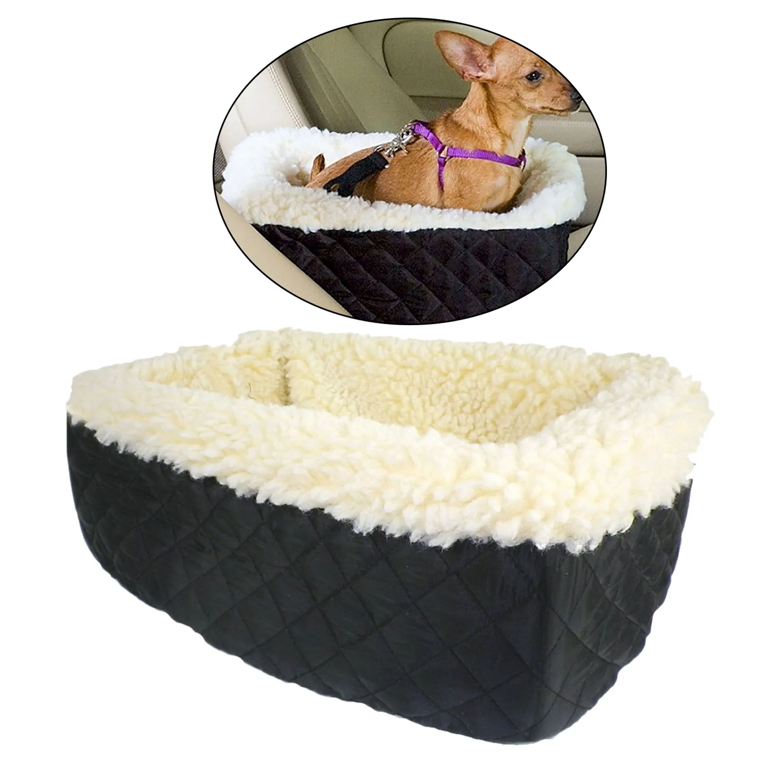 Dog Car Carrier Comfort Anti-slip Puppy Pet Booster Seat Travel Plush Mat Crate for Flip-top Armrest Box Easy Clean Scratchproof