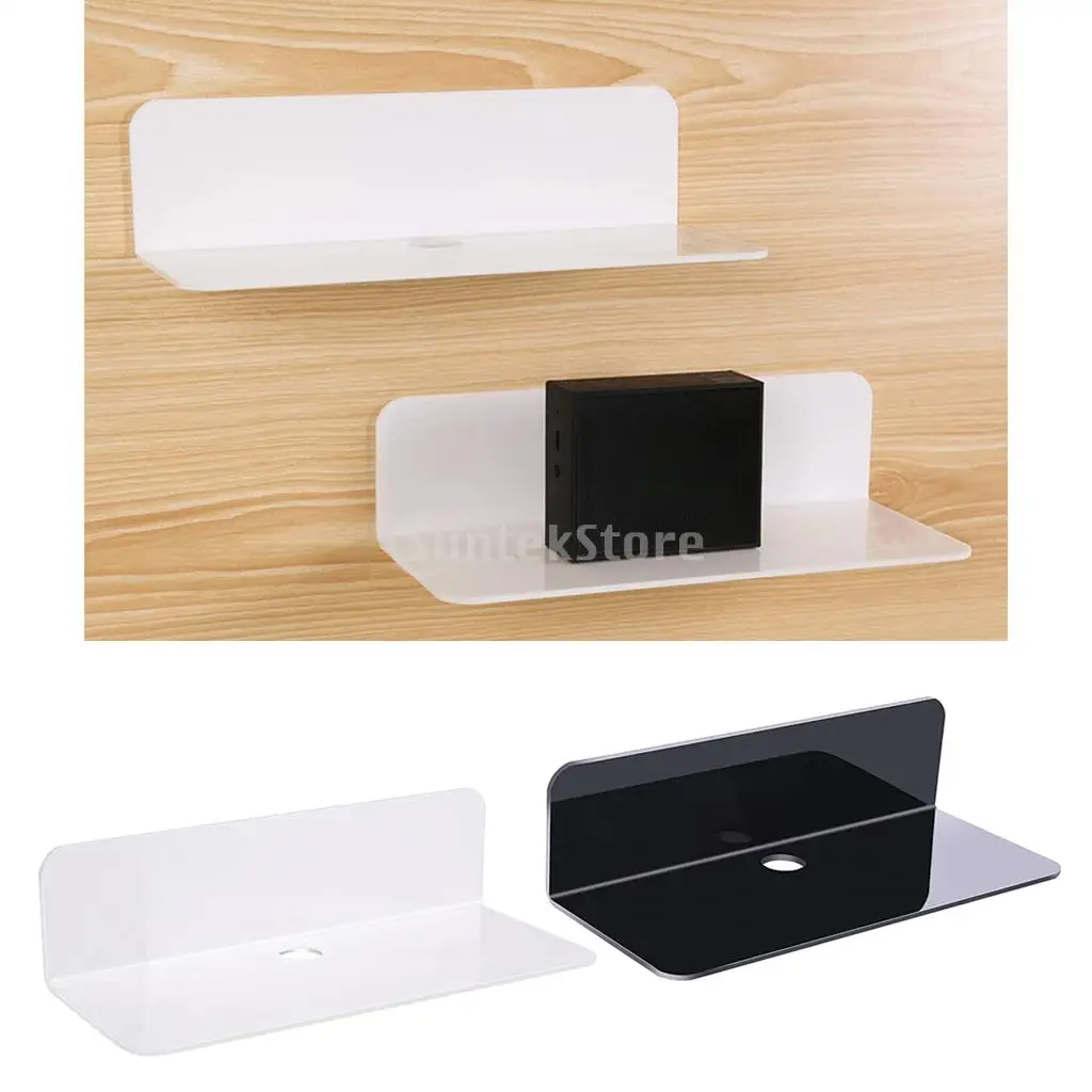 Damage-Free Acrylic Floating Wall Rack Stick-On for Smart Speaker Video Cams