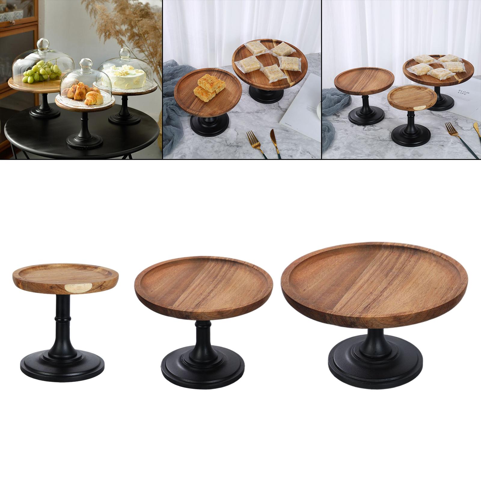 Cake Plate Stand High-Footed Serving Platter Round Wooden Appetizer Serving Tray for Sushi Fruit Snack Party Filming Props